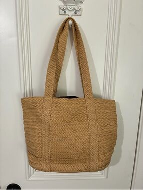 Draper James Tan Braided Straw Tote
